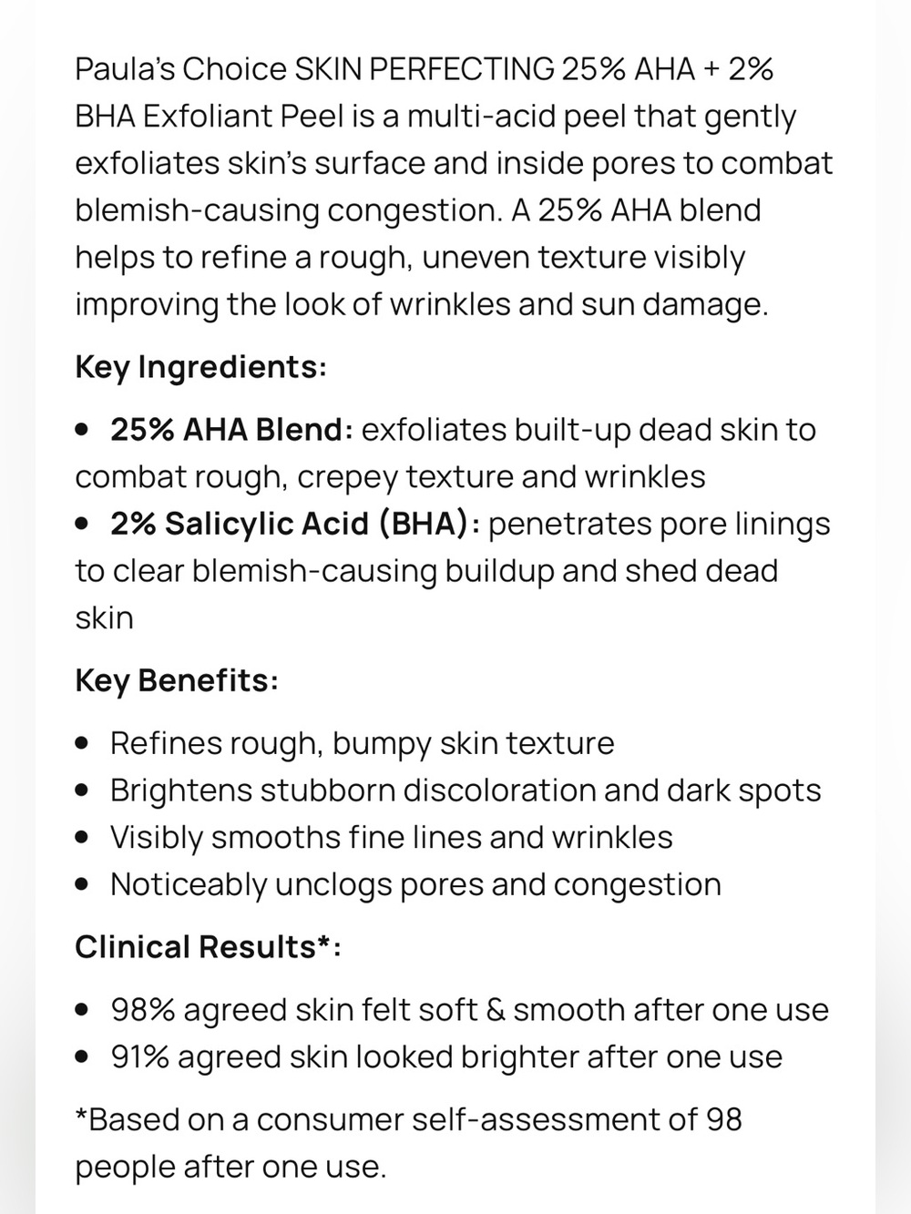 Paula's Choice Skin Perfecting 2% AHA + 2% BHA Exfoliant Peel 1oz/30ml - Picture 8 of 8